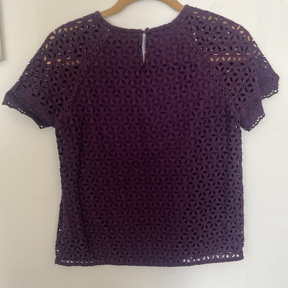 J Crew Plum Eyelet Shirt - Size 6 - Picture 4 of 8
